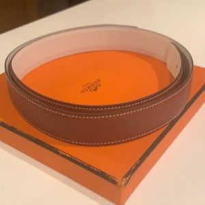 Hermès Leather Belt 90 with Removable Buckle